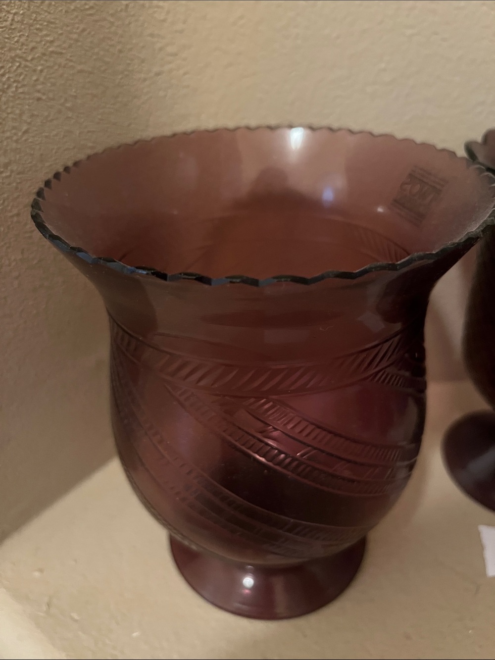Two’s company purple vase